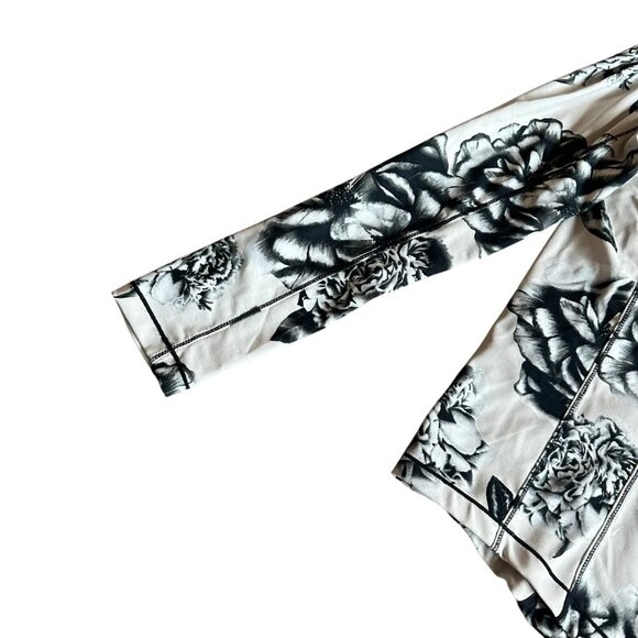 Bylyse Zip-Down Stretch Jacket Sweater Athleisure Nylon Floral Print Size Medium - Picture 6 of 12